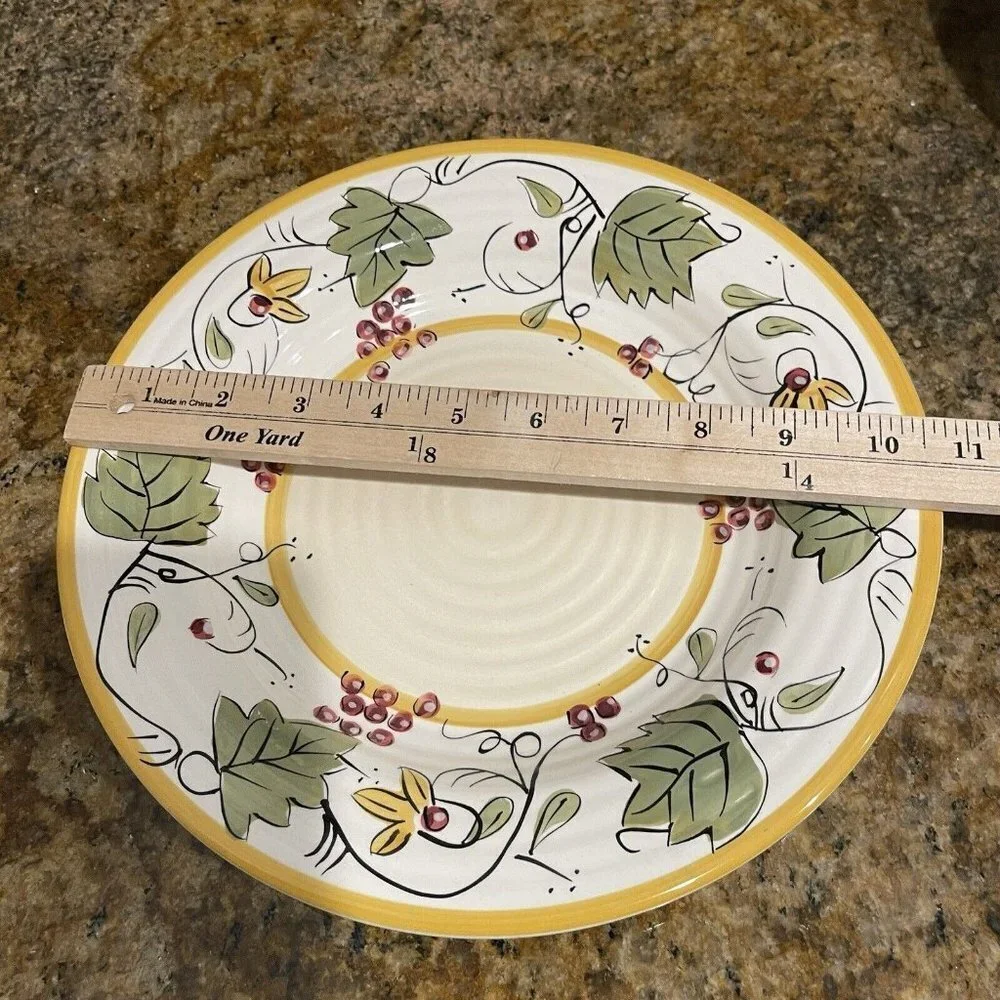 Pier 1 Imports Bowl Plate 10.75 Inch Chateau Napa Hand Painted Pasta Ceramic EUC